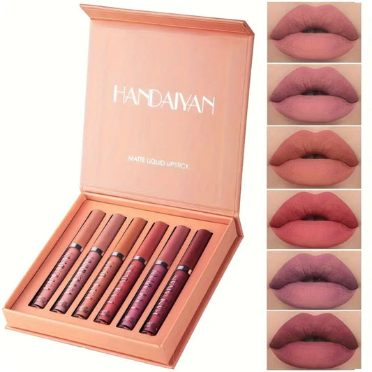 Coffret de 6 Rouges à Lèvres Liquides Mats – Tenue 24h, Zéro Transfert, Résistants à l’eau – Teintes Roses, Violettes & Rouges